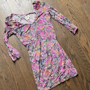 Free People Pink Floral Print Long Sleeve Dress or top